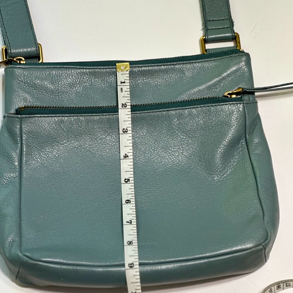 Fossil Explorer Leather Crossbody Bag Teal Blue 11x9x2.5" – Excellent Pre-Owned - Picture 14 of 16